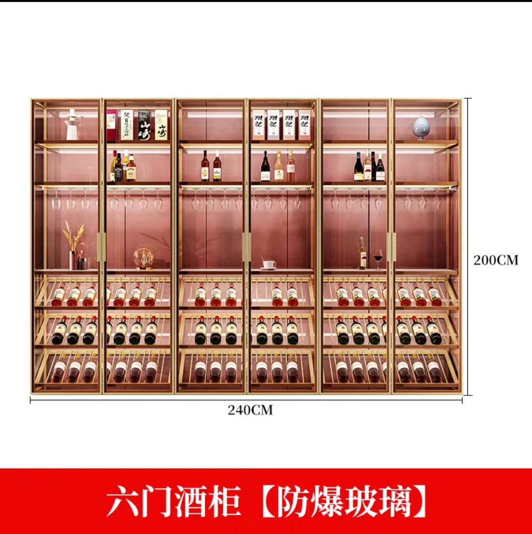 Light Luxury Wine Cabinet Customized Living Room Aluminum Alloy Tempered Glass Door Partition Cabinet High end Handmade Tea Disp