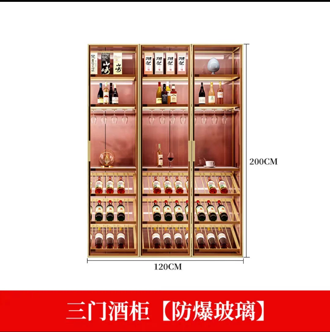 Light Luxury Wine Cabinet Customized Living Room Aluminum Alloy Tempered Glass Door Partition Cabinet High end Handmade Tea Disp