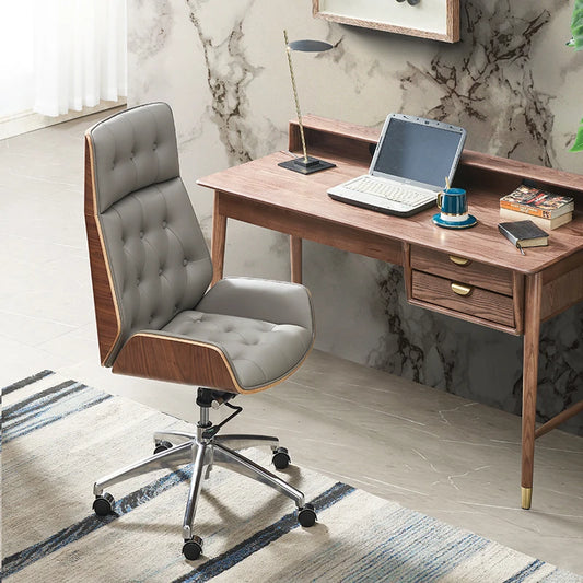 Light luxury boss chair, reclining office chair, leather home computer chair, comfortable sedentary study chair, desk chair