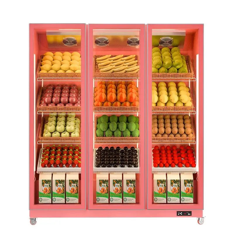 Light luxury commercial refrigerated fruit display case big fridge for fruit 1 order