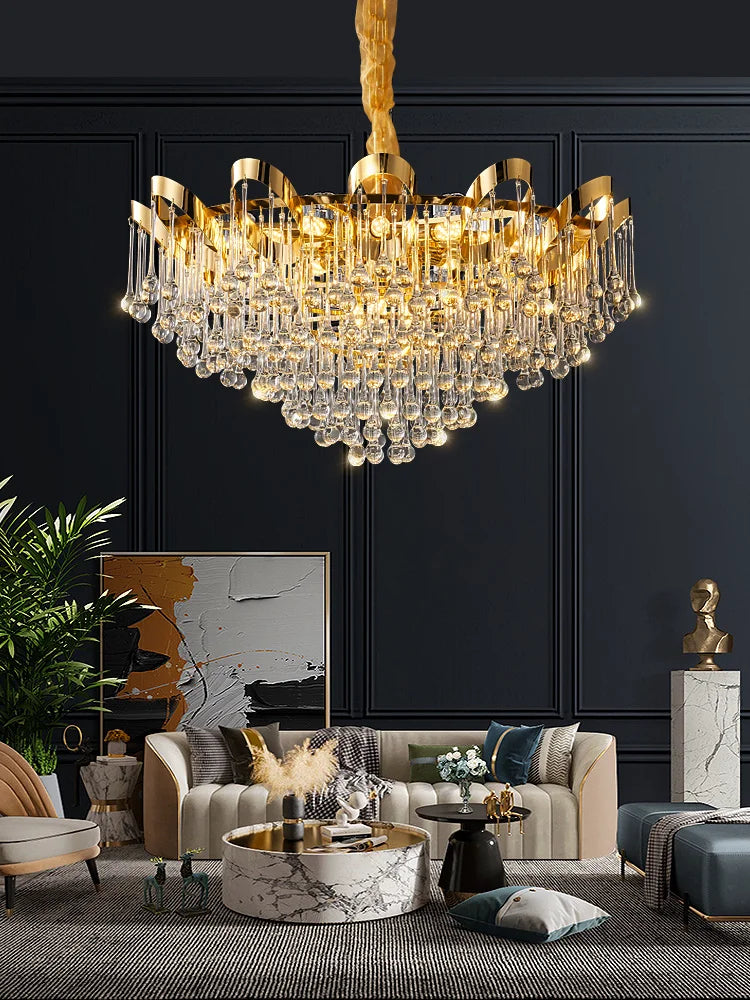 Light luxury crystal chandelier French luxury living room restaurant hotel villa high-end crystal lamp