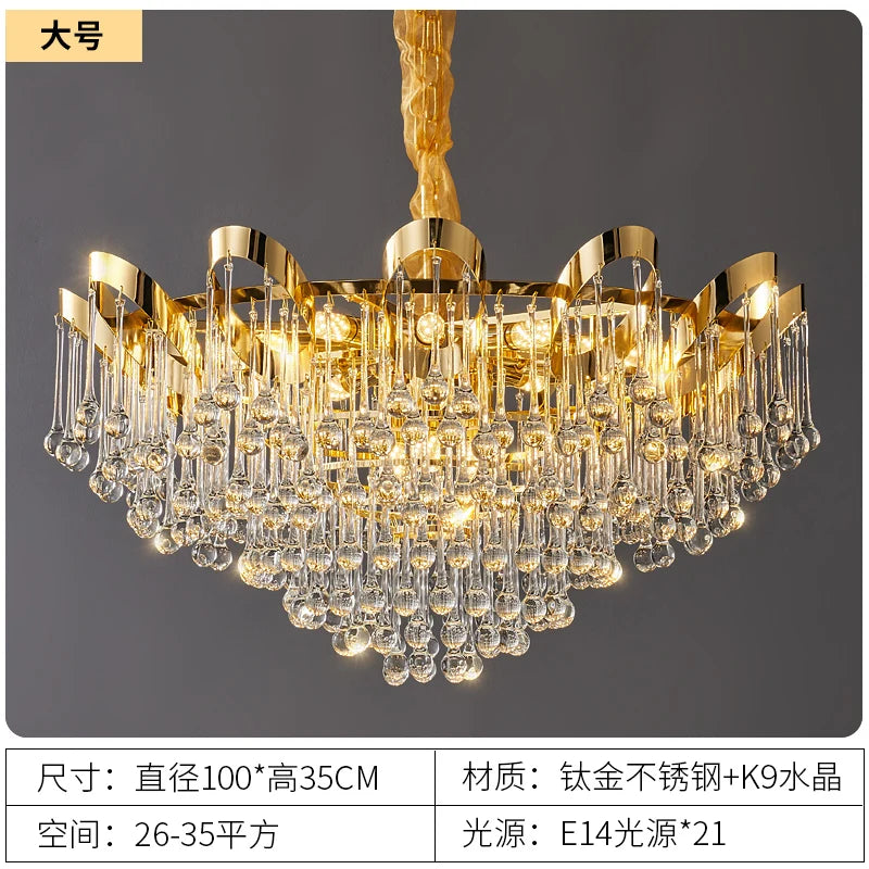 Light luxury crystal chandelier French luxury living room restaurant hotel villa high-end crystal lamp