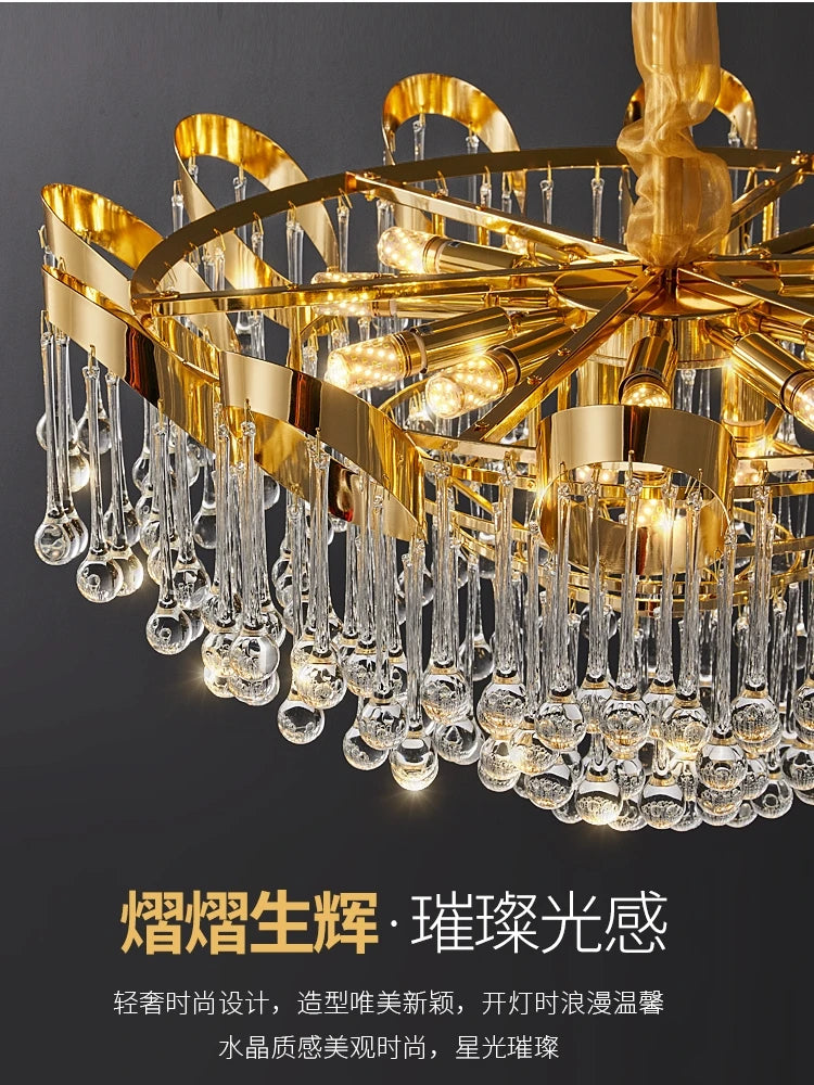 Light luxury crystal chandelier French luxury living room restaurant hotel villa high-end crystal lamp