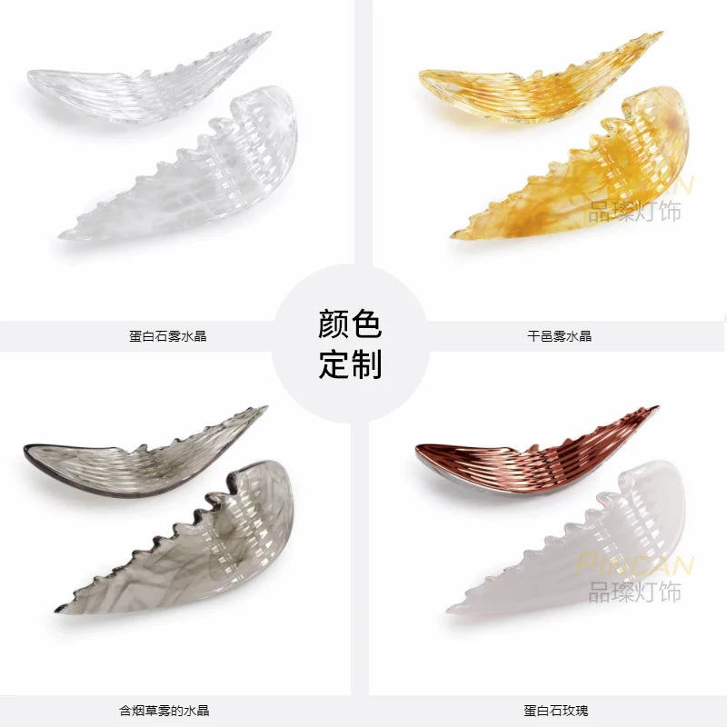 Light luxury crystal glass custom chandelier personality wing lamp Fashion living room Dining room Villa cable lighting