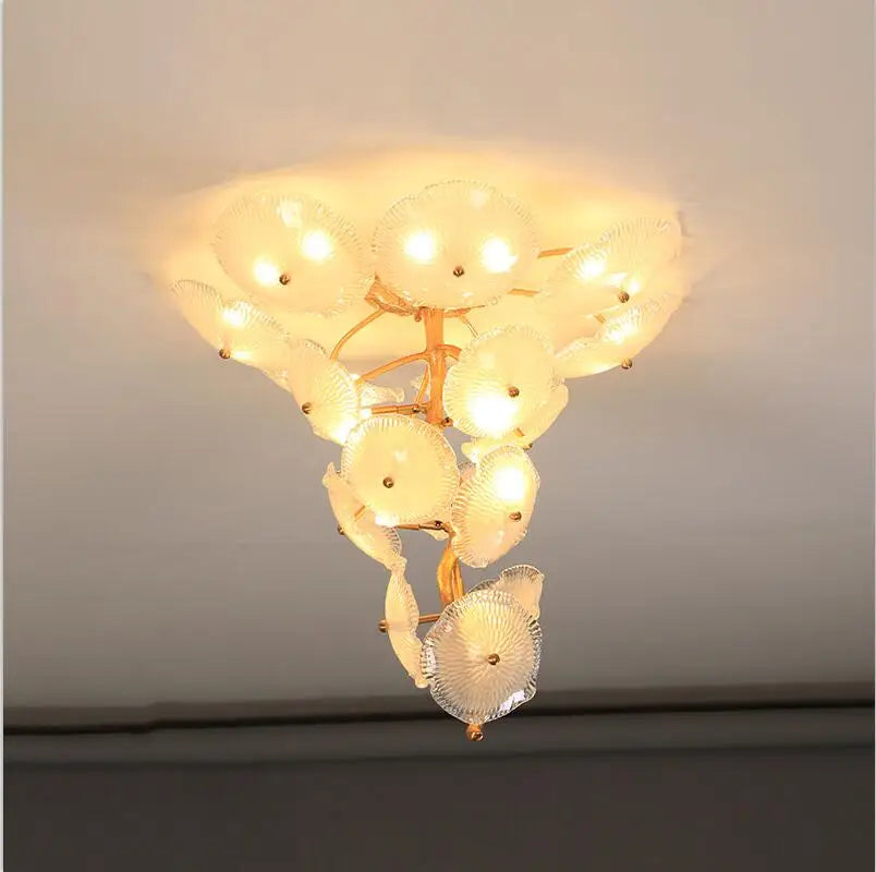 Light luxury post-modern copper branch crystal chandelier French living room dining room lamp American minimalist designer villa