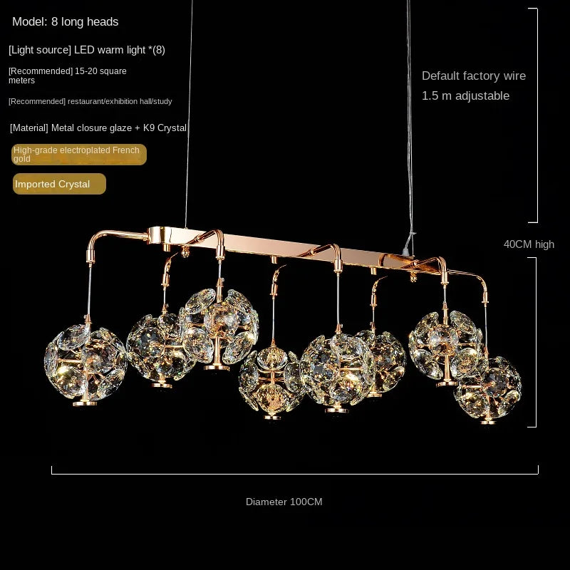 Living Room Main Lamp Post-Modern Crystal Chandelier Simple Atmosphere Villa Hall Restaurant Bedroom Light
