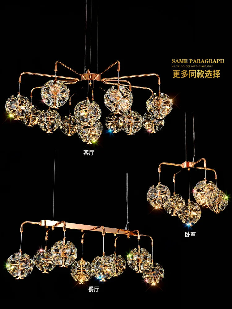 Living Room Main Lamp Post-Modern Crystal Chandelier Simple Atmosphere Villa Hall Restaurant Bedroom Light