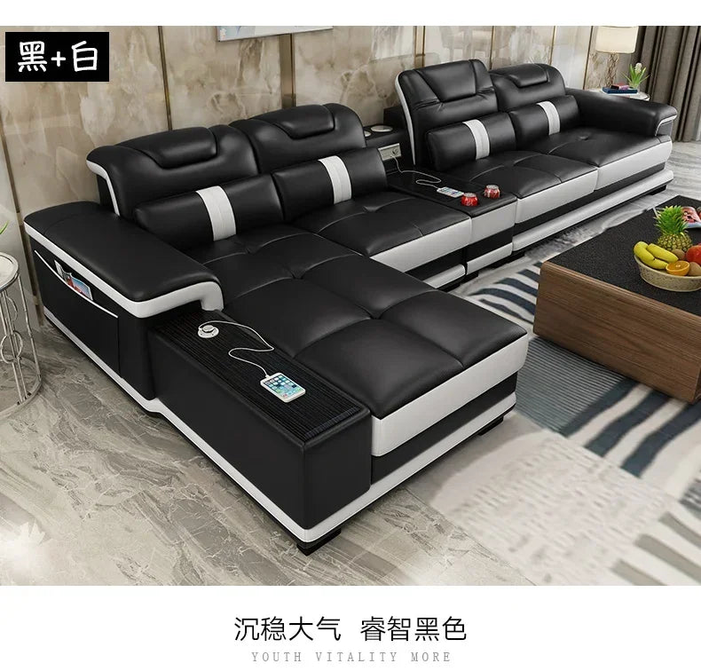 Living Room Sofa set furniture real genuine leather sofas recliner couch puff asiento muebles de sala canape L sofa cama