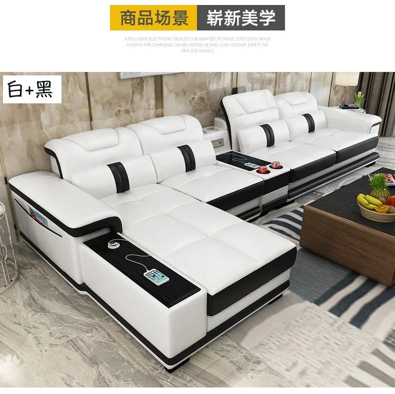 Living Room Sofa set furniture real genuine leather sofas recliner couch puff asiento muebles de sala canape L sofa cama