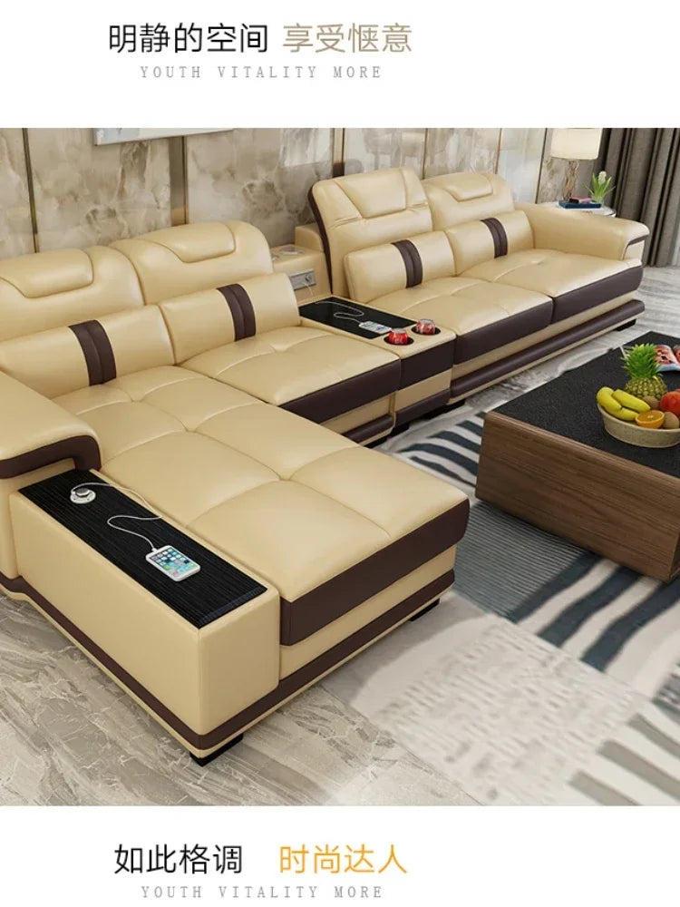 Living Room Sofa set furniture real genuine leather sofas recliner couch puff asiento muebles de sala canape L sofa cama