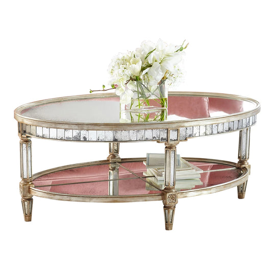 Living room coffee table Neoclassical sofa side table Small unit tea table Mirror glass oval coffee table