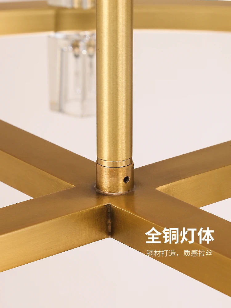 Living room crystal chandelier post-modern simple high-end atmosphere villa restaurant American copper lamp luxury bedroom study