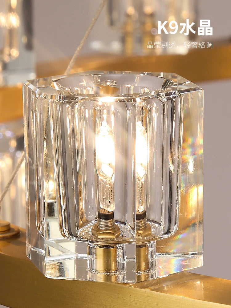 Living room crystal chandelier post-modern simple high-end atmosphere villa restaurant American copper lamp luxury bedroom study