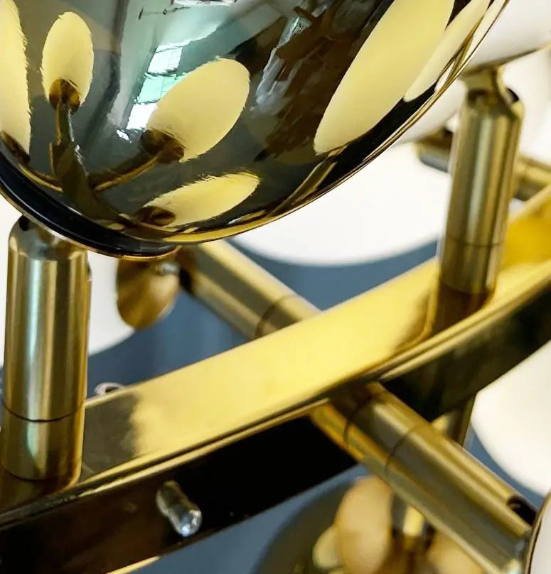 Living room lamp Lamp lamp staircase copper blue crystal villa full back hollow double branch dining room chandelier modern