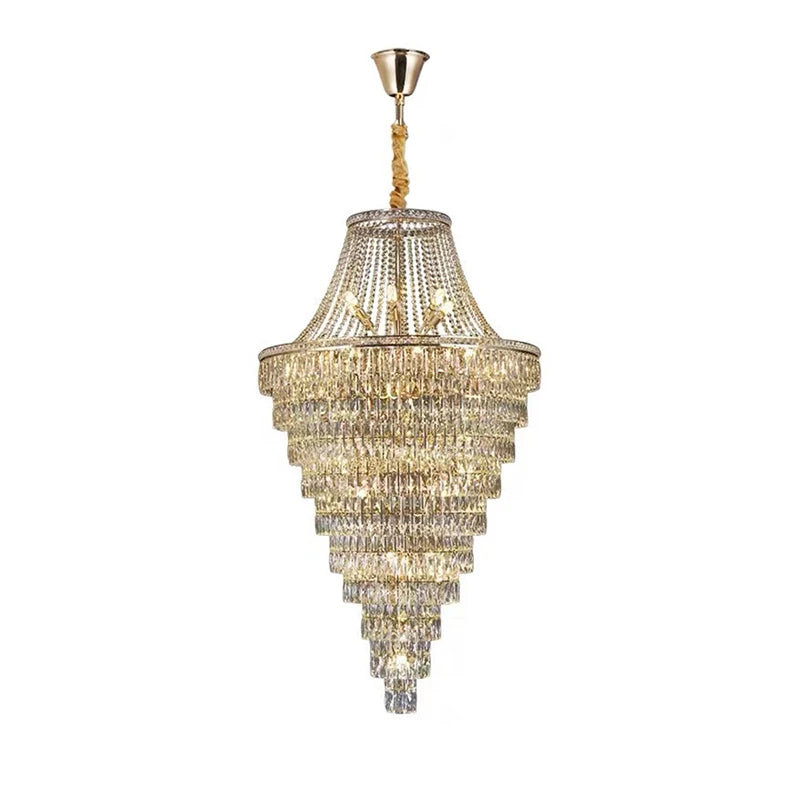 Living room pendant lamp duplex villa, hollow building, middle rise, deluxe hall, crystal lamp duplex building