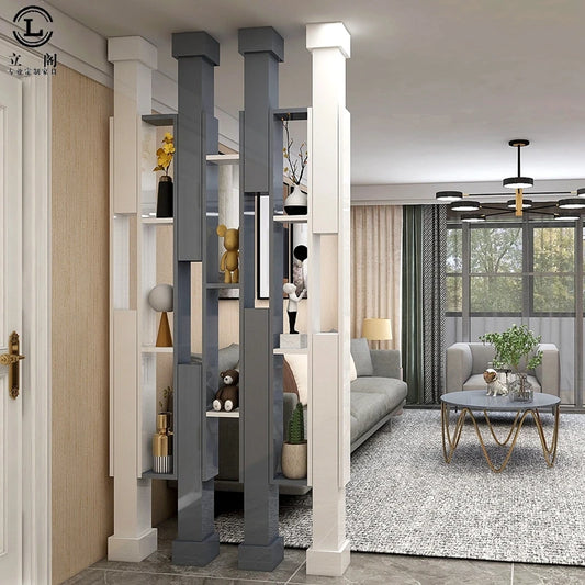 Living room screen partition porch simple white paint hollowed out decoration partition double-sided screen customization