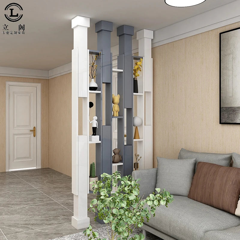 Living room screen partition porch simple white paint hollowed out decoration partition double-sided screen customization