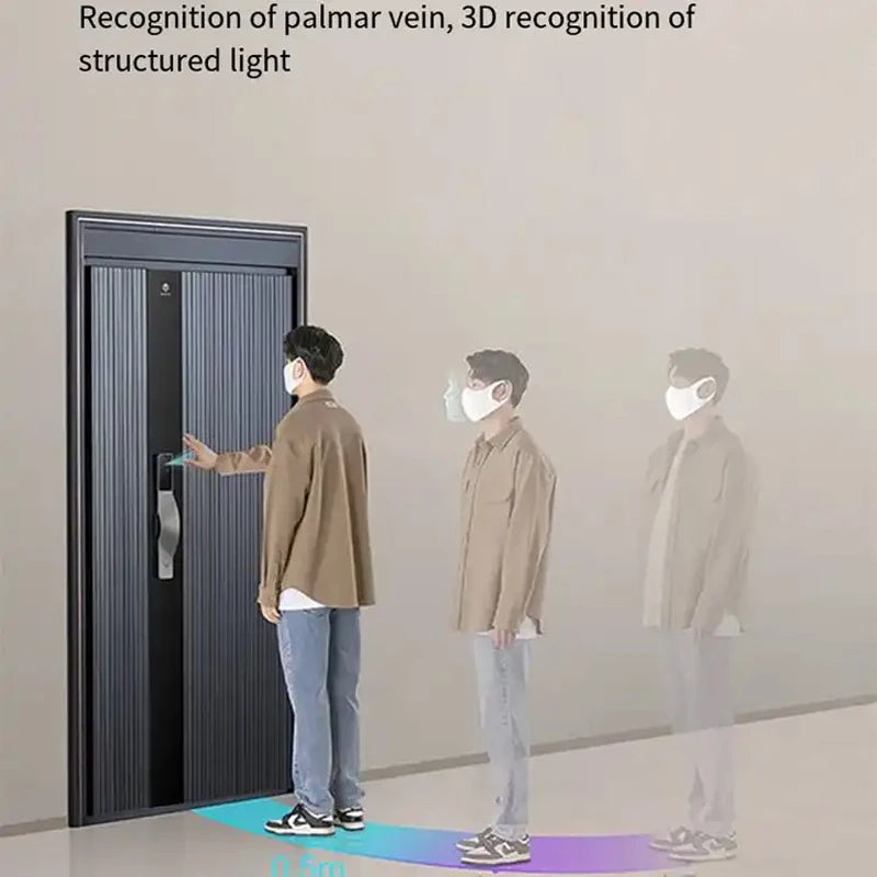 Lockin max lock in palm vein 3D facial recognition visual camera large screen smart intelligent electronic fingerprint door lock