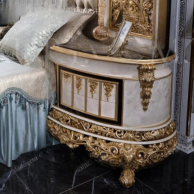 Luxurious European double bed 2m French court solid wood fabric wedding bed Large-sized villa main bed.