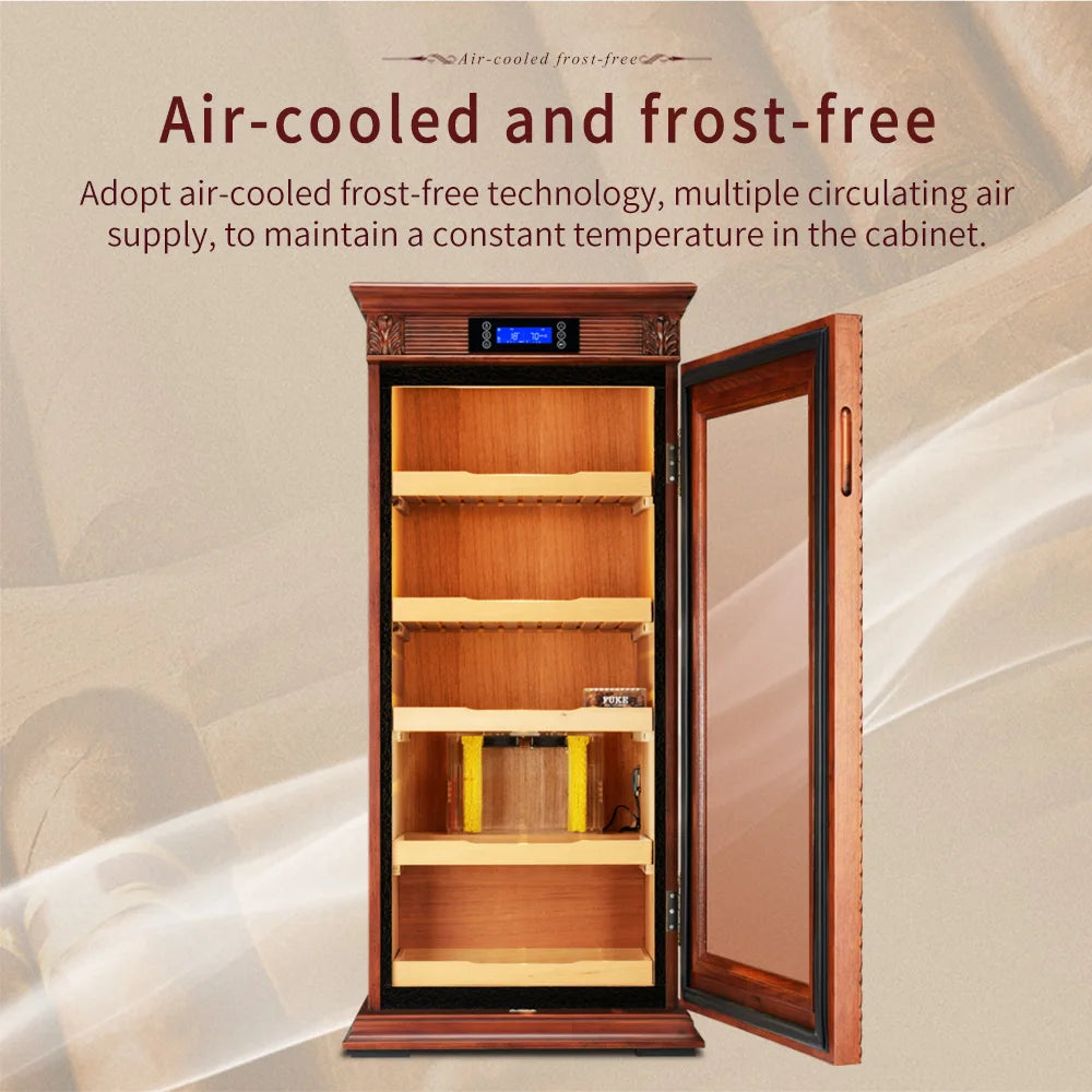 Luxury Cigar Humidor Cooler Cedar Wood Shelf Oak Solid Wood Cabinet Intelligent Control Humidity Temperature With WiFi Function