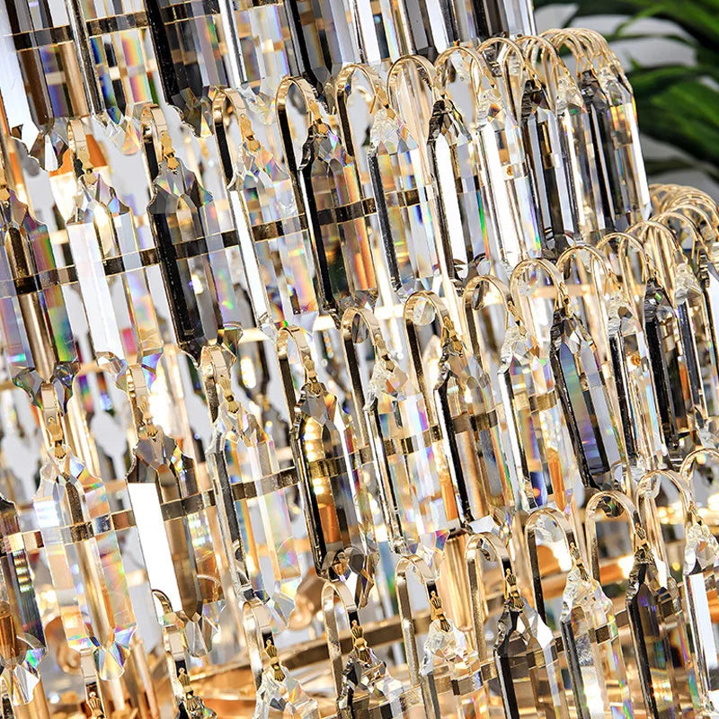 Luxury Crystal Chandelier Villa Duplex Staircase Living Room Ceiling  Pendant Lights  Modern Home Decoration New Led Gloss Lamps