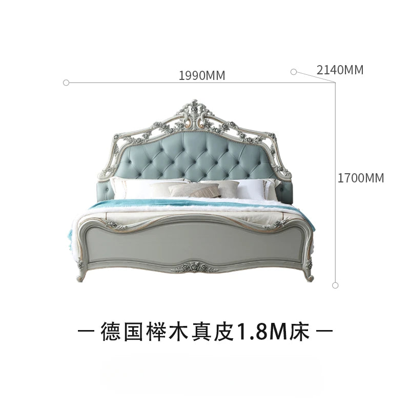 Luxury European style high-end 1.8-meter princess bed master bedroom solid wood carved double bed