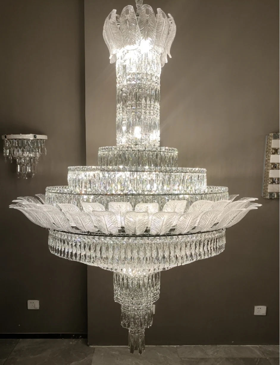 Luxury European style living room chandeliers with crystal chandeliers for lobby villa duplex building
