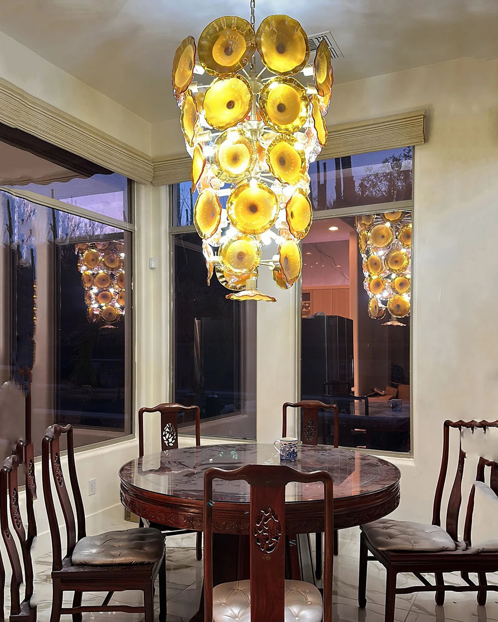 Luxury Gold Crystal Chandeliers Dining Room Vintage Art Murano Glass Hanging Lamp for Villa Loft Suspended Lighting Fixtures