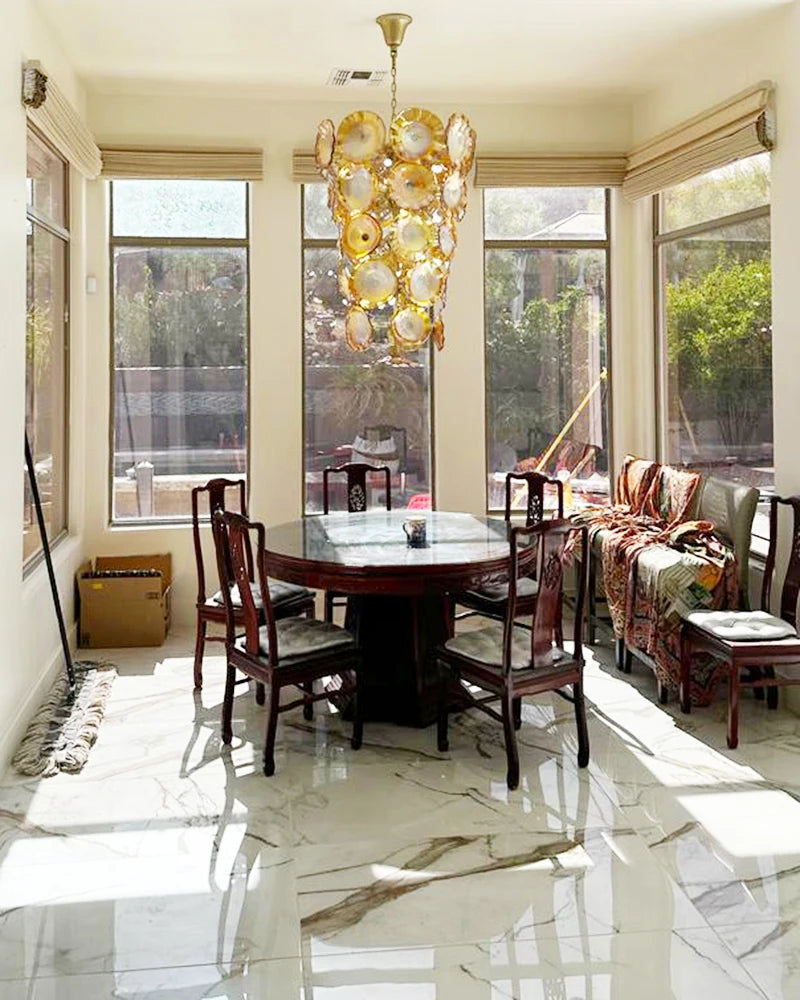 Luxury Gold Crystal Chandeliers Dining Room Vintage Art Murano Glass Hanging Lamp for Villa Loft Suspended Lighting Fixtures