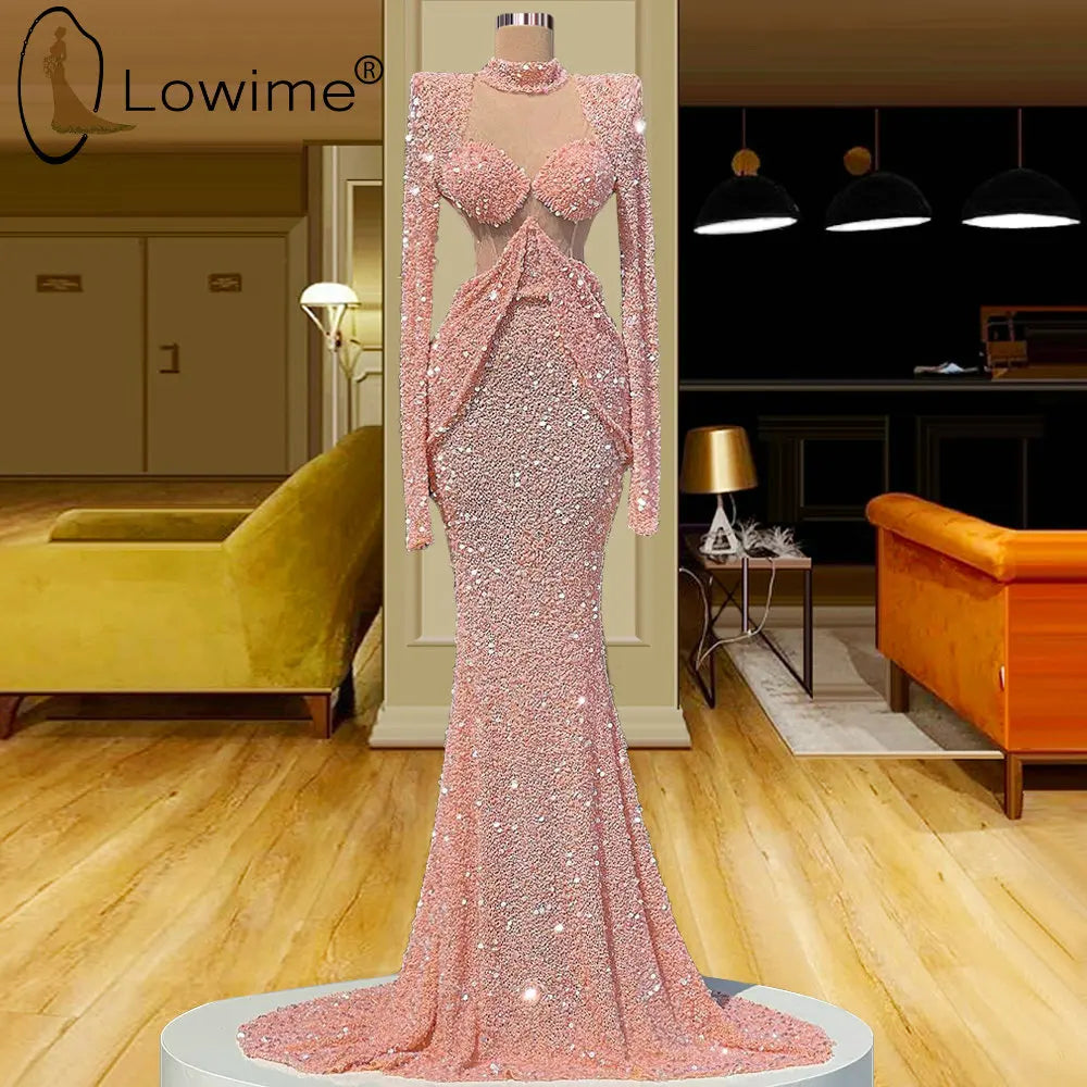 Luxury Heavy Beading Mermaid Evening Dresses for Women 2021 Sexy Illusion See Boning Party Pageant Gowns Vestidos Formales