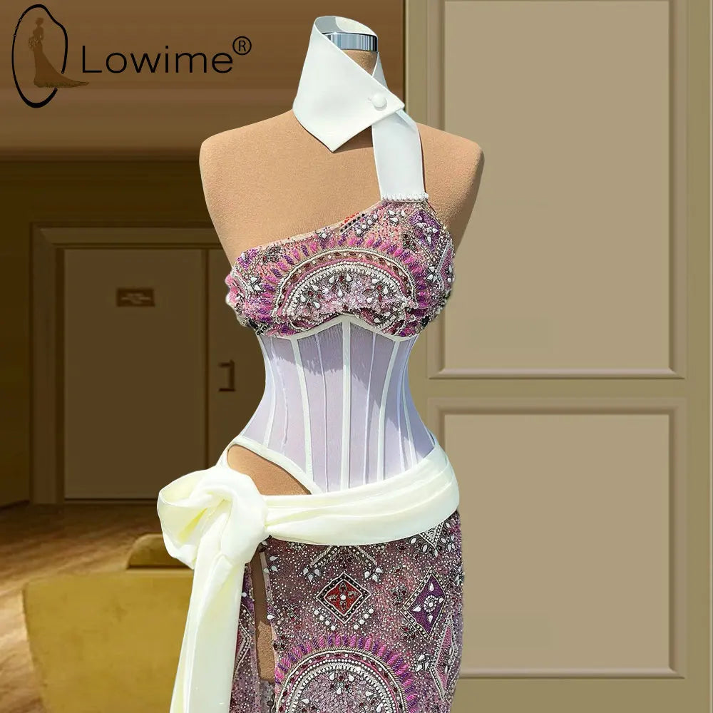 Luxury Heavy Beading Mermaid Evening Dresses for Women 2021 Sexy Illusion See Boning Party Pageant Gowns Vestidos Formales