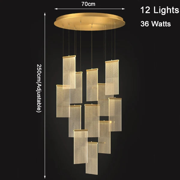Luxury Modern Led Chandelier For Staircase New Creative Design Hallway Villa Gold Hanging Lighting Long Acrylic Indoor Home Lamp