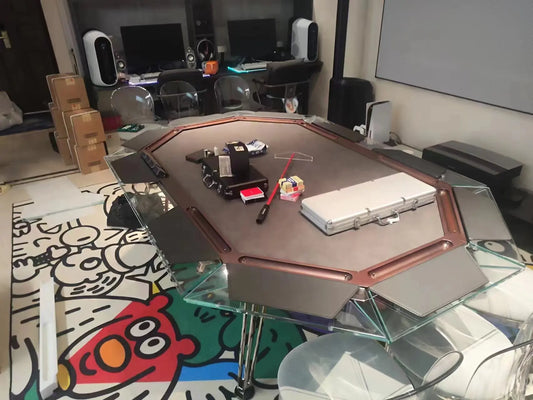 Luxury Tempered Glass Texas Hold'em Table, Chess and Card Table, Club Chip Table, Multiplayer Texas Hold'em Tabl