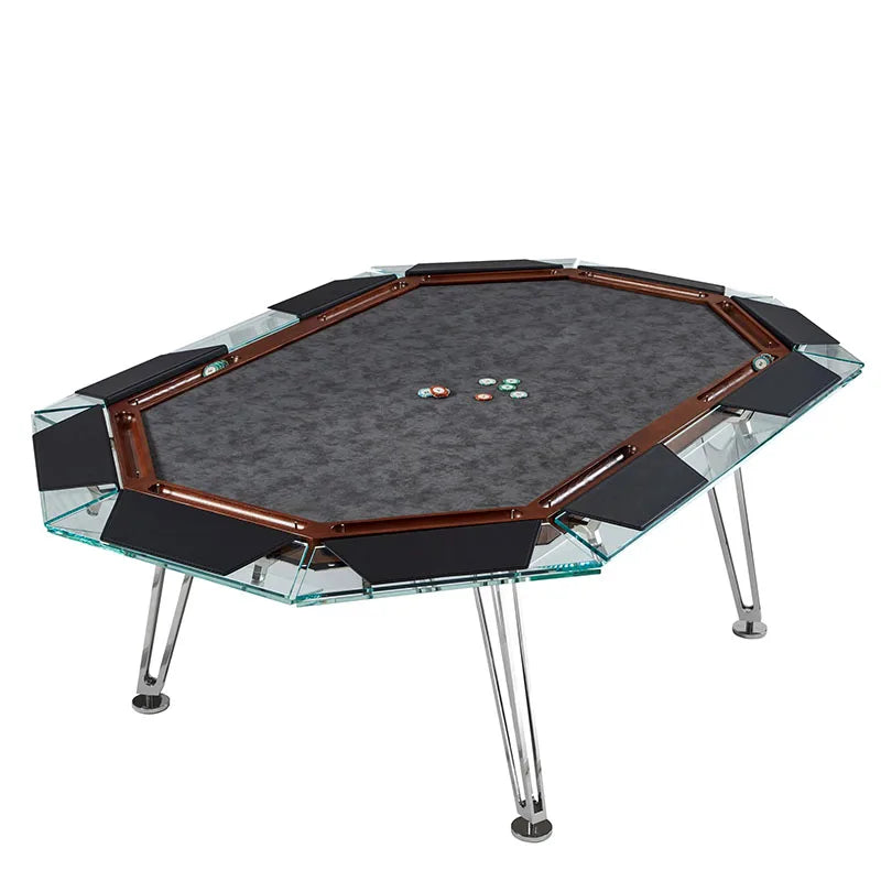 Luxury Tempered Glass Texas Hold'em Table, Chess and Card Table, Club Chip Table, Multiplayer Texas Hold'em Tabl