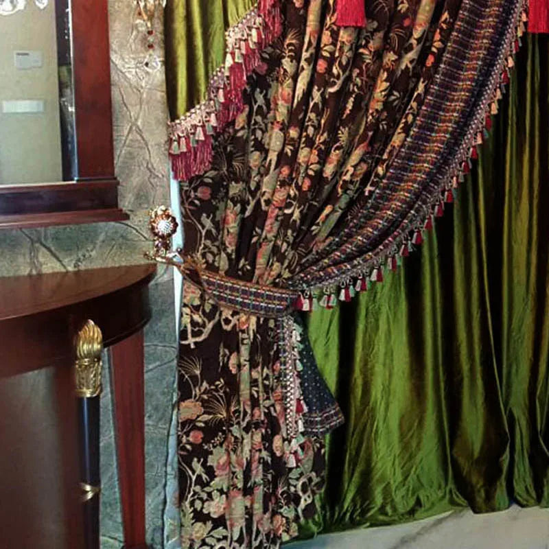 Luxury Valance Curtains in the Living room Secret Garden Luxurious Villa Window Green Palace Drape Hotel Curtain for Bedroom
