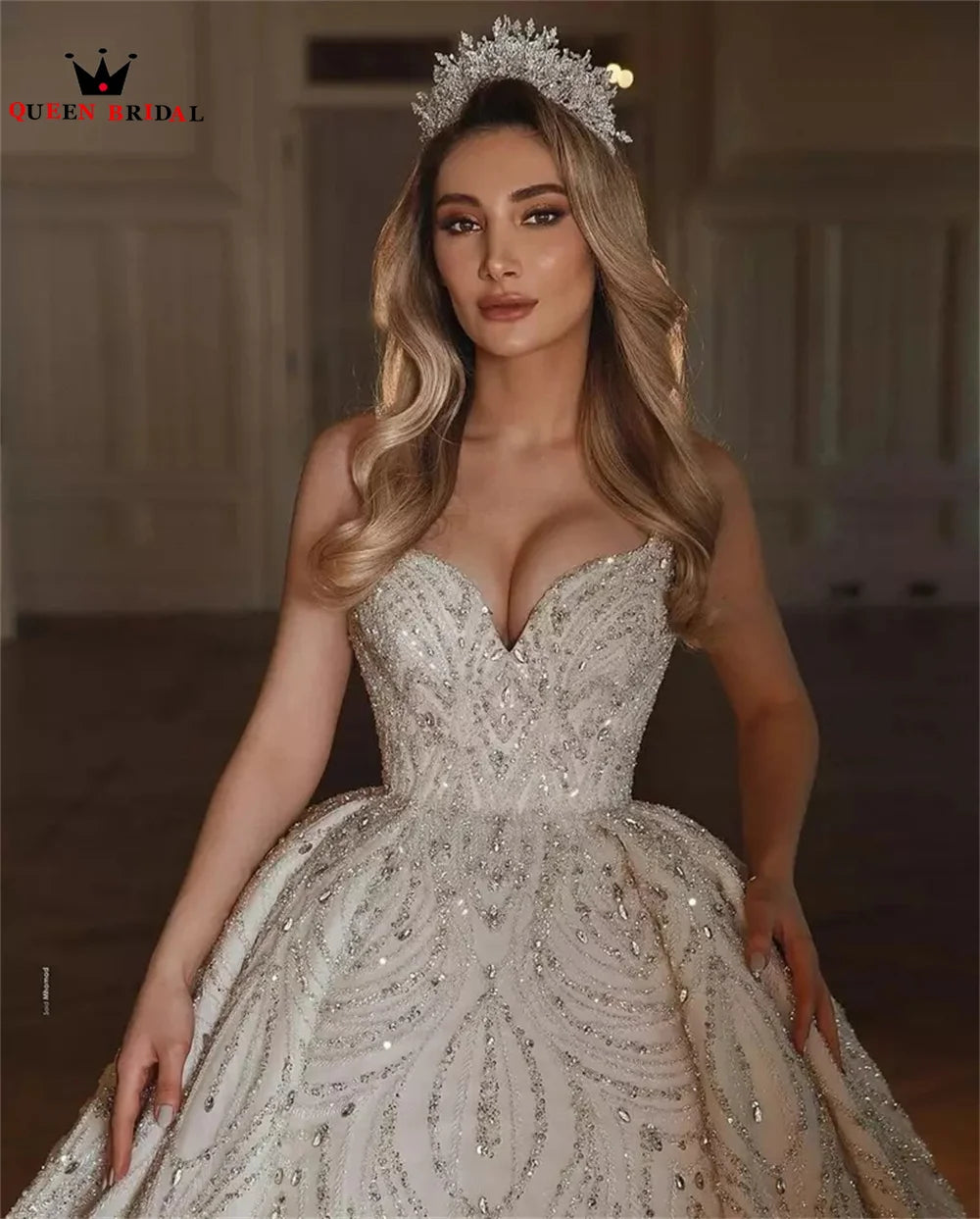 Luxury Wedding Dresses Ball Gown Sweetheart Tulle Lace Crystal Beaded Diamond 2023 New Formal Bridal Gown Custom Size DX49
