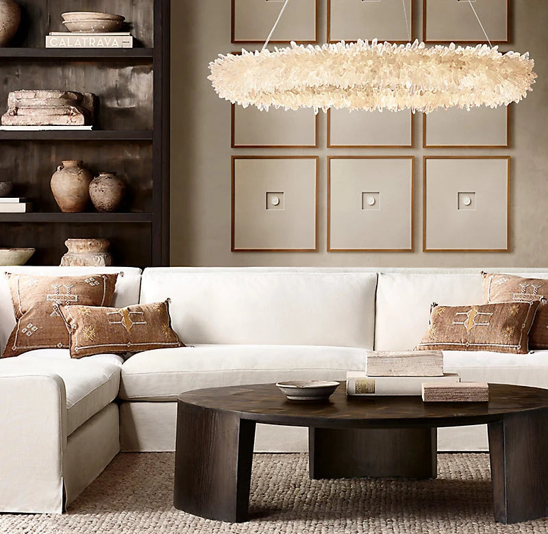 Luxury chandelier LED creative natural crystal stone hotel engineering lamp villa living room decorative art custom lamp