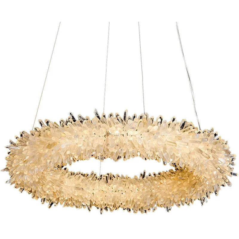 Luxury chandelier LED creative natural crystal stone hotel engineering lamp villa living room decorative art custom lamp