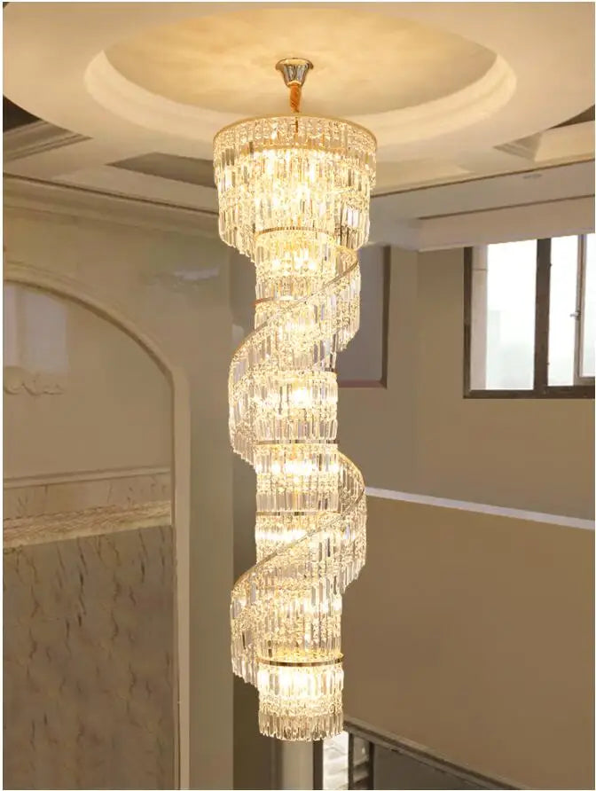 Luxury crystal chandelier duplex building hollow living room lamp large chandelier simple modern villa hall chandelier
