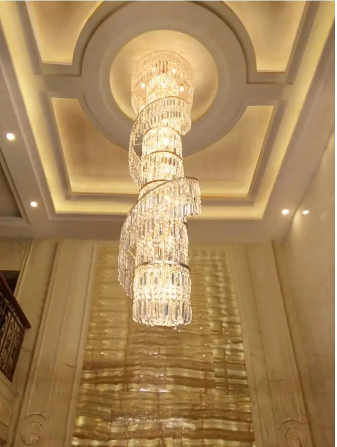Luxury crystal chandelier duplex building hollow living room lamp large chandelier simple modern villa hall chandelier