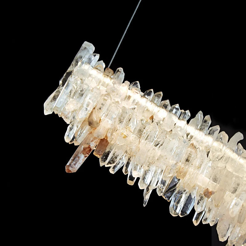 Luxury natural crystal chandelier minimalist dining room bar iron lighting high-end atmospheric bedroom living room villa lamp