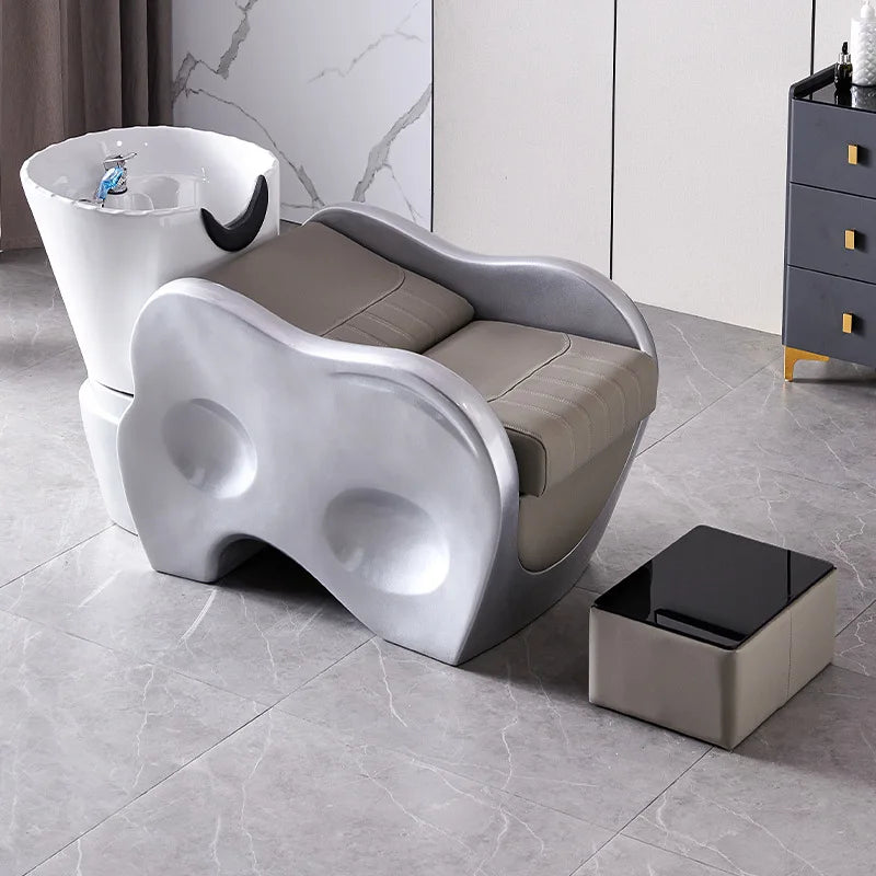 Lying down shampoo bed, hair salon store specific flushing bed, massage bed, hair salon, ceramic basin shampoo bed