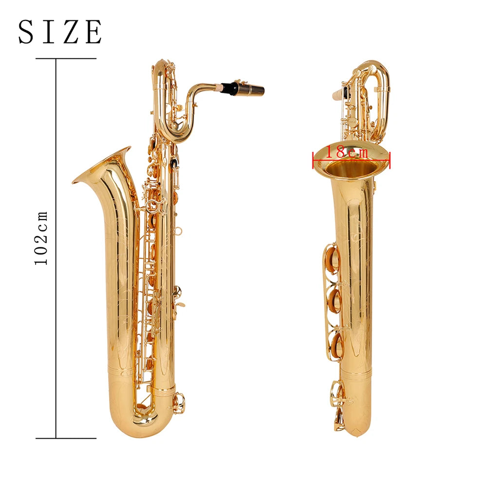 M MBAT Baritone Saxophone E Flat Hand Carving Woodwind Instruments With Replaceable Fitting Suit For Beginner Adult Grading Exam