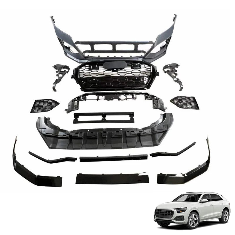 M Style Dry Carbon Fiber Body Kit Front And Rear Bumpers Spoilers Side Skirts For  Q8 2019-2023