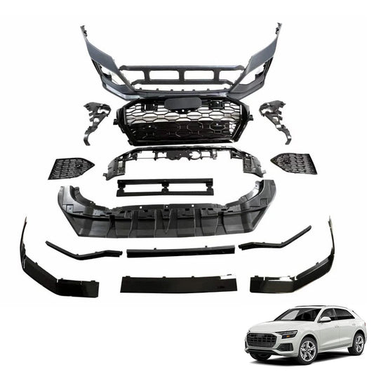M Style Dry Carbon Fiber Body Kit Front And Rear Bumpers Spoilers Side Skirts For  Q8 2019-2023