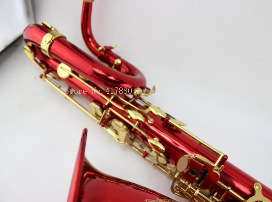 MARGEWATE Baritone Saxophone Unique Red Surface Dragon Pattern Bari Sax with Good Condition Free Shipping