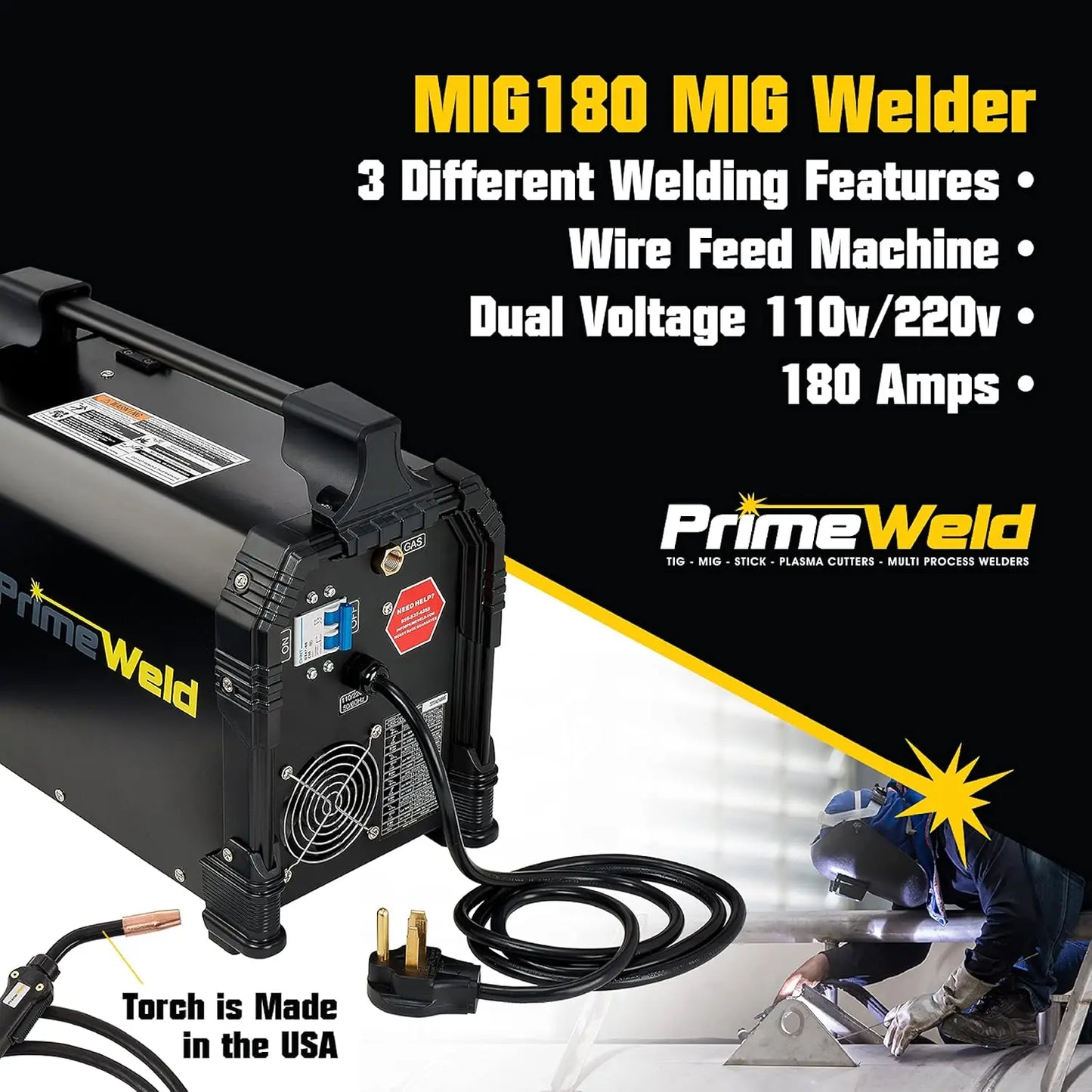 MIG180 Mig Welder 180 Amp Wire Feed Welding Machine with Dual Voltage 220v 110v Welding Machine The Same Equipment Runs