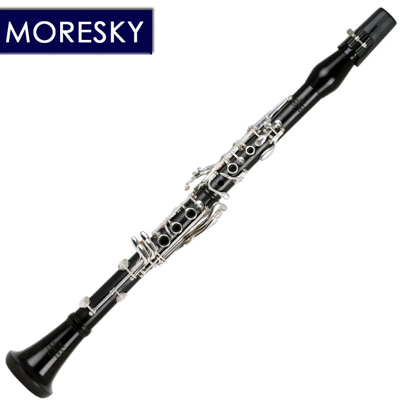 MORESKY Professional Ebony Clarinet bB Tune 18 Key Silver Plated Copper Solid Wood SR-136