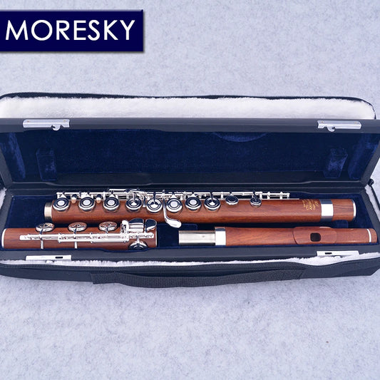 MMOOKA MORESKY-Redwood Flute, 17 Open Hole, Silver Plated E Key, Rosewood Mopane, Professional MFL-202