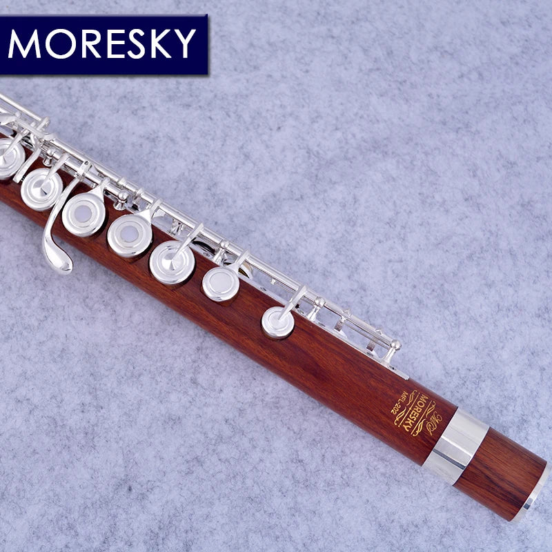 MMOOKA MORESKY-Redwood Flute, 17 Open Hole, Silver Plated E Key, Rosewood Mopane, Professional MFL-202